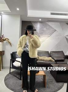 SHAWN STUDIO环保皮草外套女冬季小个子气质高级感环保毛高级感