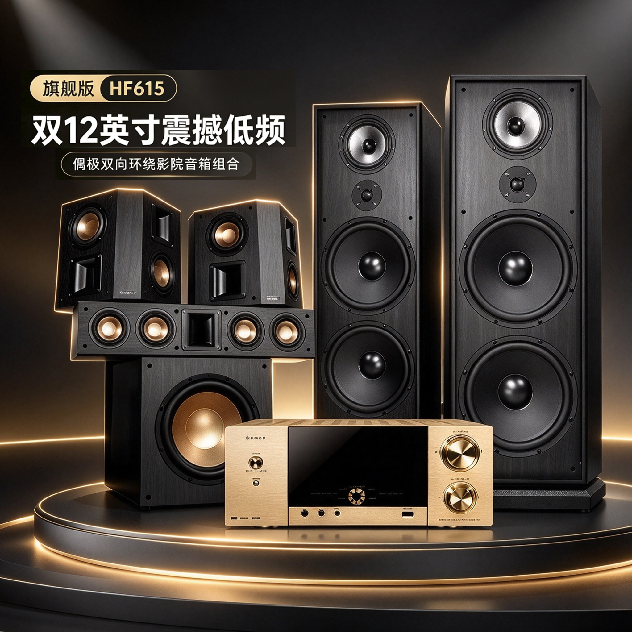 班龙H615杜比全景声环绕音箱5.1家庭影院音响套装7.2家用客厅智能