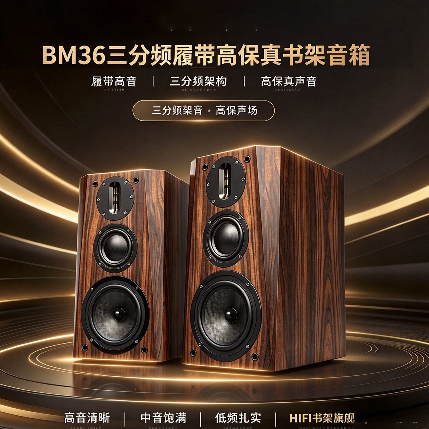班龙Bm36高保真hifi音箱发烧级无源书架音箱三分频音响套装大功率