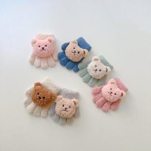 一岁宝宝爬行手套秋冬季婴幼儿五指2岁儿童分指保暖冬天小孩全指