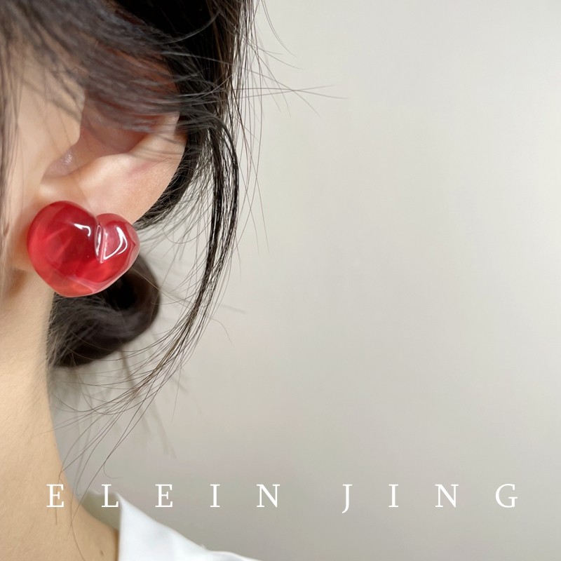 日系复古酒红色树脂爱心水波纹银针耳钉无痛无耳洞蚊香盘耳夹女,饰品/流行首饰/时尚饰品新,耳夹,淘宝优惠券,粉丝福利购,淘宝优惠卷