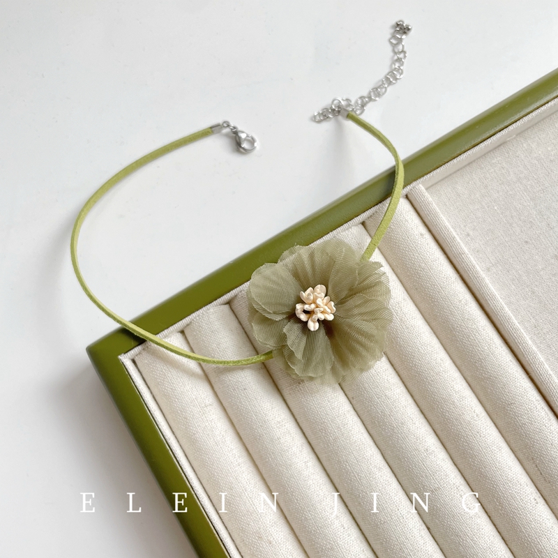 绿色花朵绑带颈链choker颈带