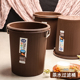 办公室无盖沥水桶商用茶楼塑料倒茶渣桶棕色大号滤水桶圆形茶水桶