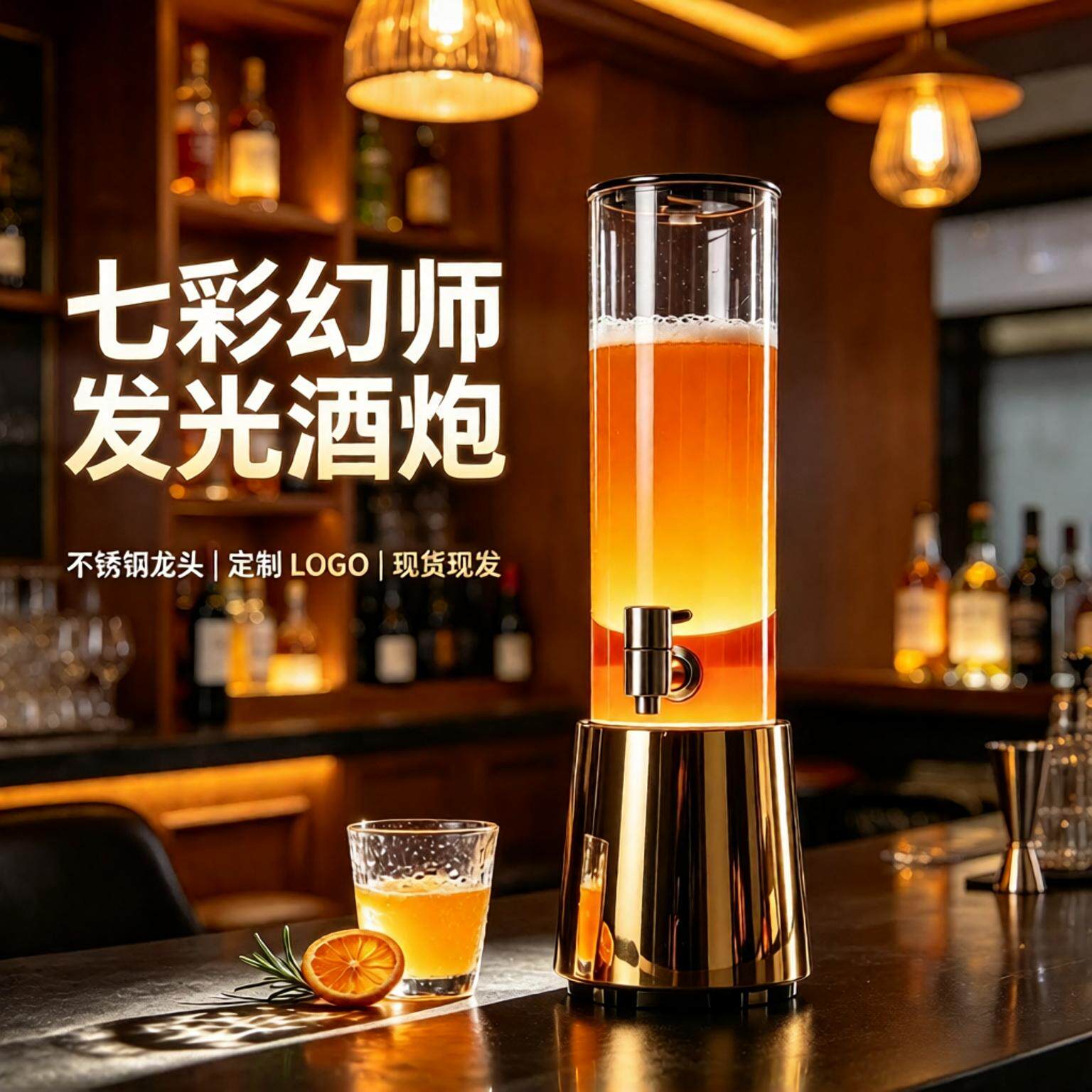 酒炮3升酒吧发光精酿啤酒桶带龙头网红2L可乐桶烧烤档扎啤桶容器