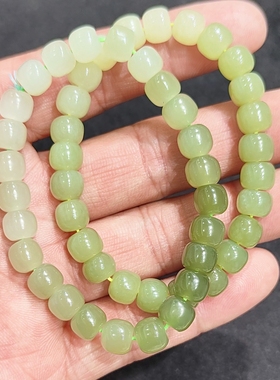 和田玉男女款手链手串桶型圆珠高品质无结构项链流行款玉珠保真