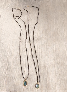 青岛饰品 OG Loc  天然鲍鱼贝银扣水晶项链一物一拍介意瑕疵慎拍