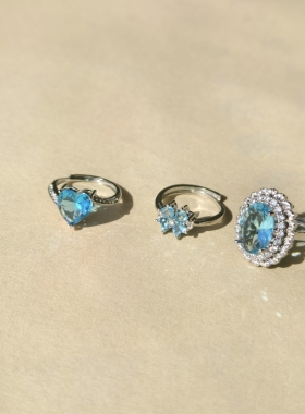 青岛饰品 OG Loc 精密切割宝石开口戒指