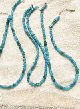 青岛工厂 OG Loc  天然石优化色 瑕疵珠0.5方糖三条 项链长45+5㎝