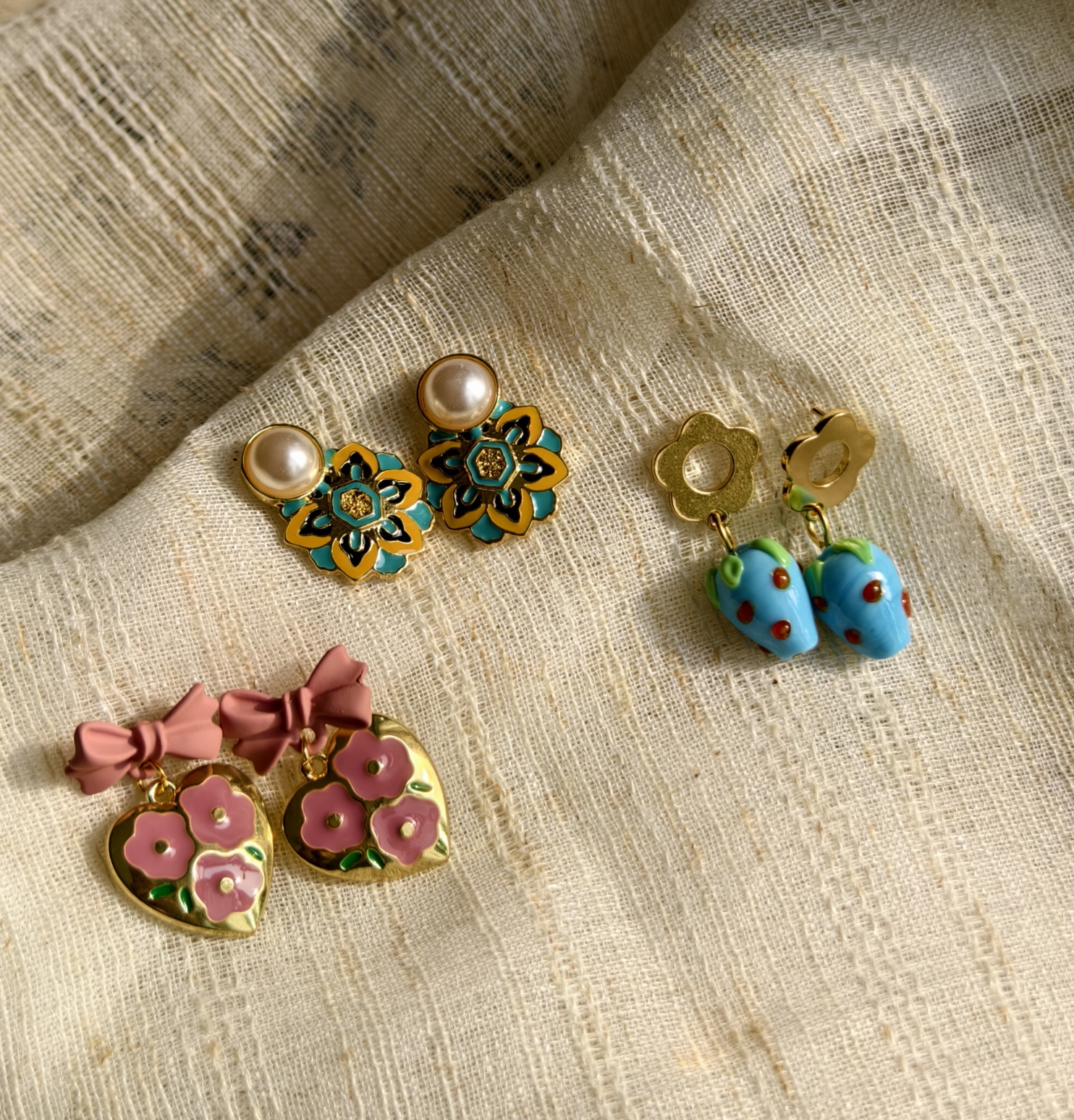 清库存 OG Loc 手工滴胶珐琅   时尚撞色银针耳环