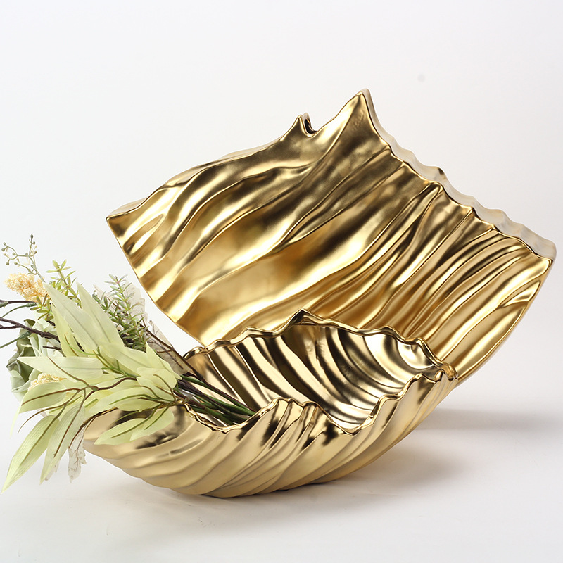 创意抽象皱褶花瓶摆件样板房客厅