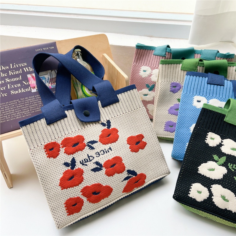 花朵针织单肩包女春秋夏季时尚百