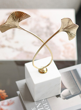 新中式轻奢摆件银杏树叶软装饰品