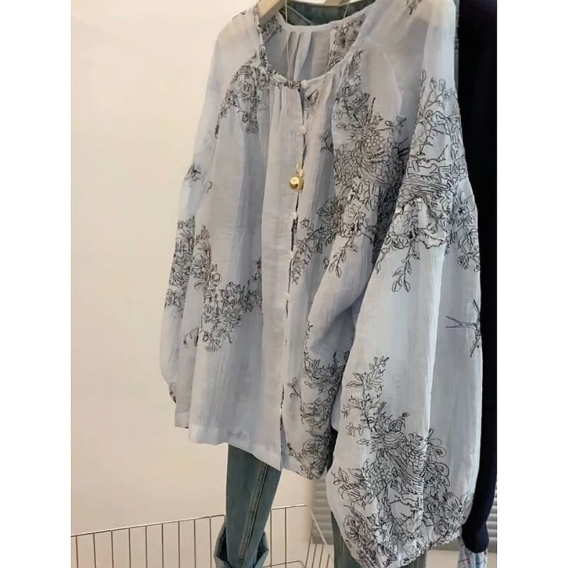 法式独特超好看气质上衣2025夏季高级感轻奢减龄洋气百搭印花衬衫