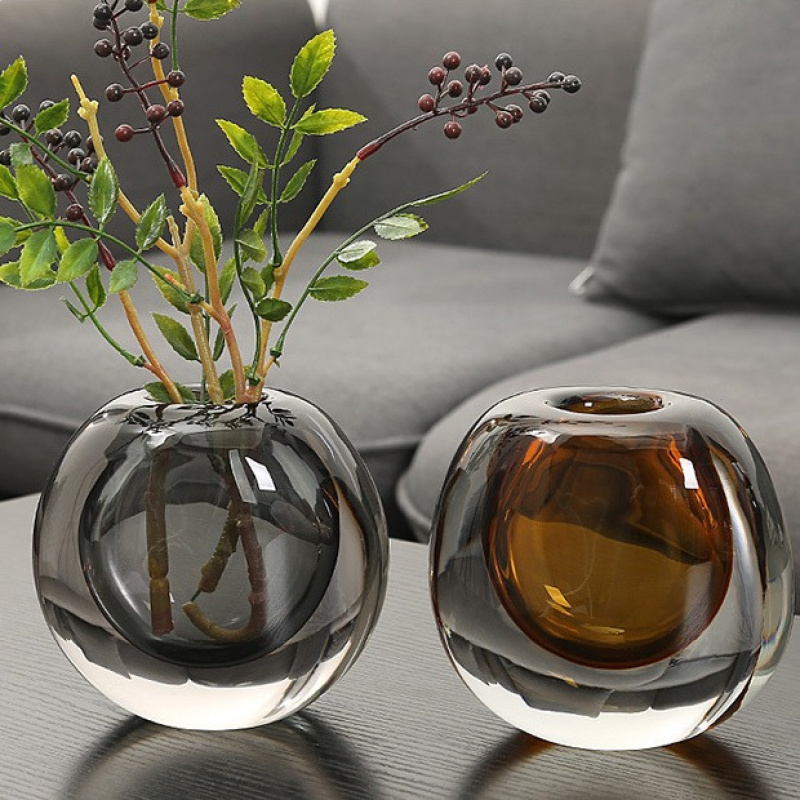 欧美时尚玻璃花瓶摆件现代客厅餐桌插花花器家居软装饰品