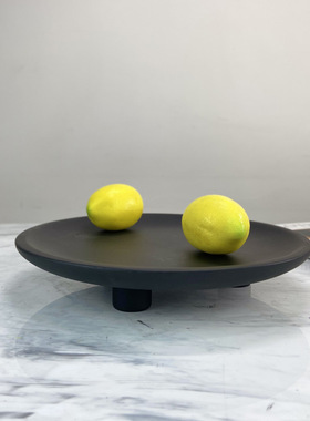 现代简约三脚托盘黑色树脂摆件厨