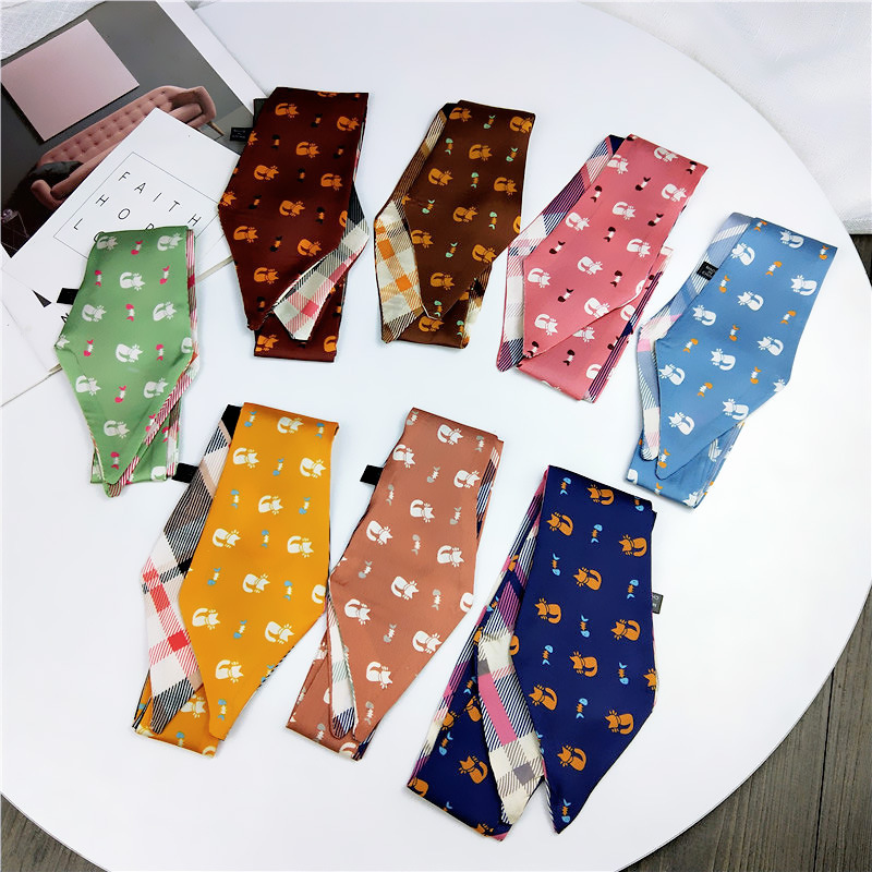 新款卡通尖角亲子小丝巾百搭长条韩国领巾制服围巾男女领带装饰