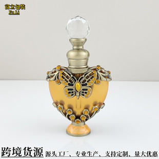 埃及香水瓶中东香精瓶复古精油玻璃瓶特色金属心形分装瓶摆件