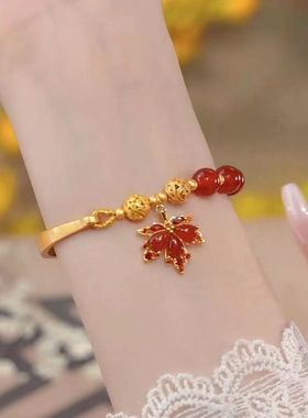 新款网红抖音同款红色枫叶红玛瑙