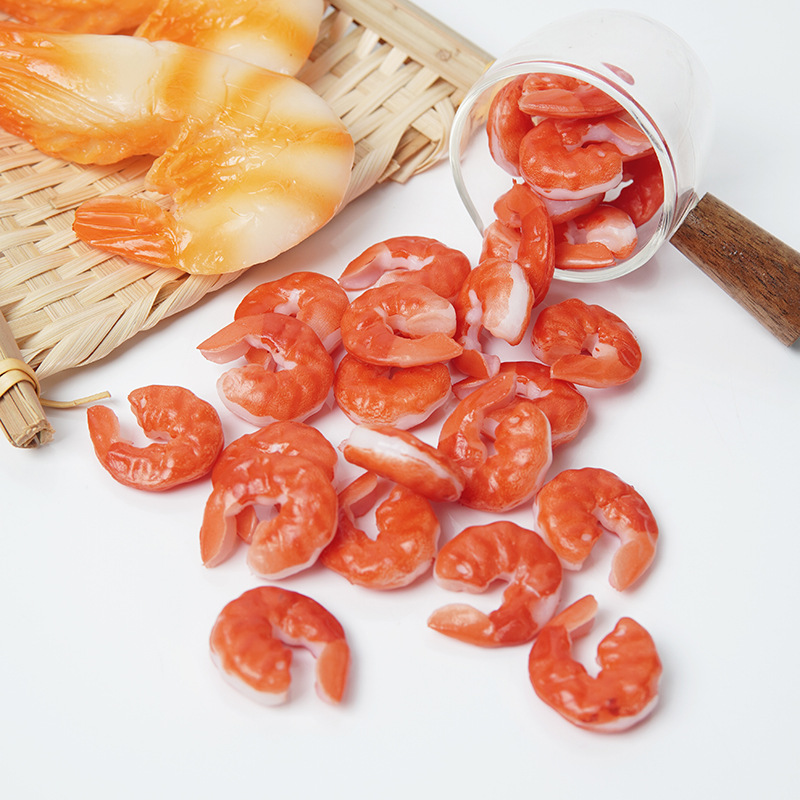 PVC仿真虾仁模型DIY食玩面碗配件假虾仁道具小米虾过家家食玩配件