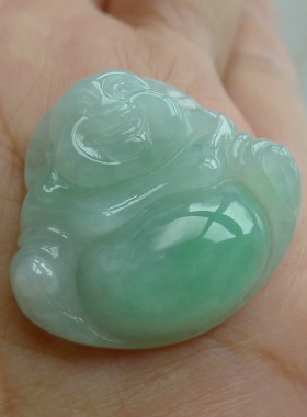 冰糯种青绿翡翠坐佛 26.3-23.8-7  天然A货翡翠