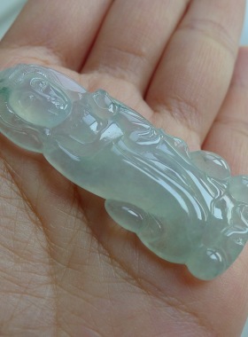 冰种飘花翡翠站观音 天然A货翡翠