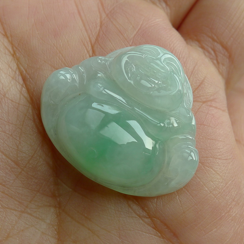 特价  冰种飘绿起光A货翡翠坐佛 25.9-22.6-6.6