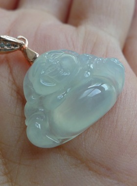 冰种化地晴水小坐佛 天然翡翠A货