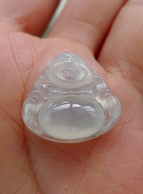 寒玉翡翠 冰种莹光A货翡翠坐佛16.3-17.8-5