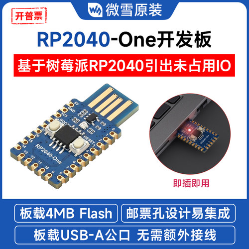 微雪RP2040-One开发板USB-A公口