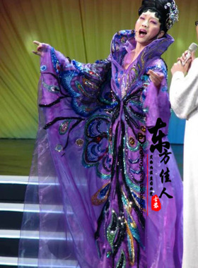 新款李玉刚演出服紫色蝴蝶反串舞蹈服装 高档贵妃古装