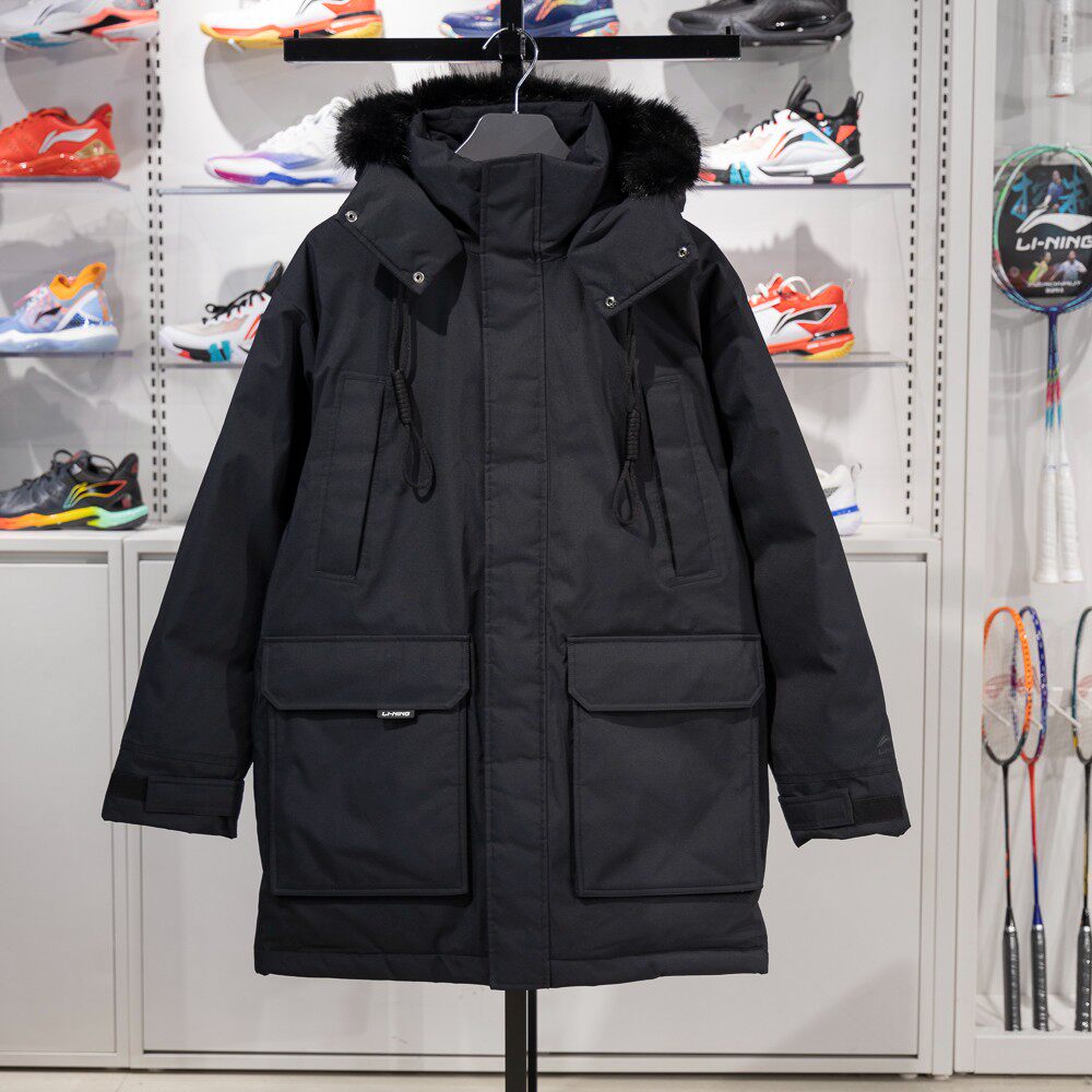 李宁中长款羽绒服男士2025冬季潮流系列防泼水运动服AYMU361