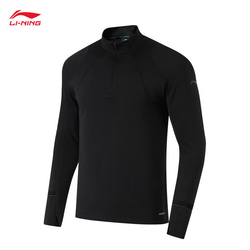 李宁保暖长袖T恤宽松男子24秋季新款加绒锁温休闲运动上衣ATLU057