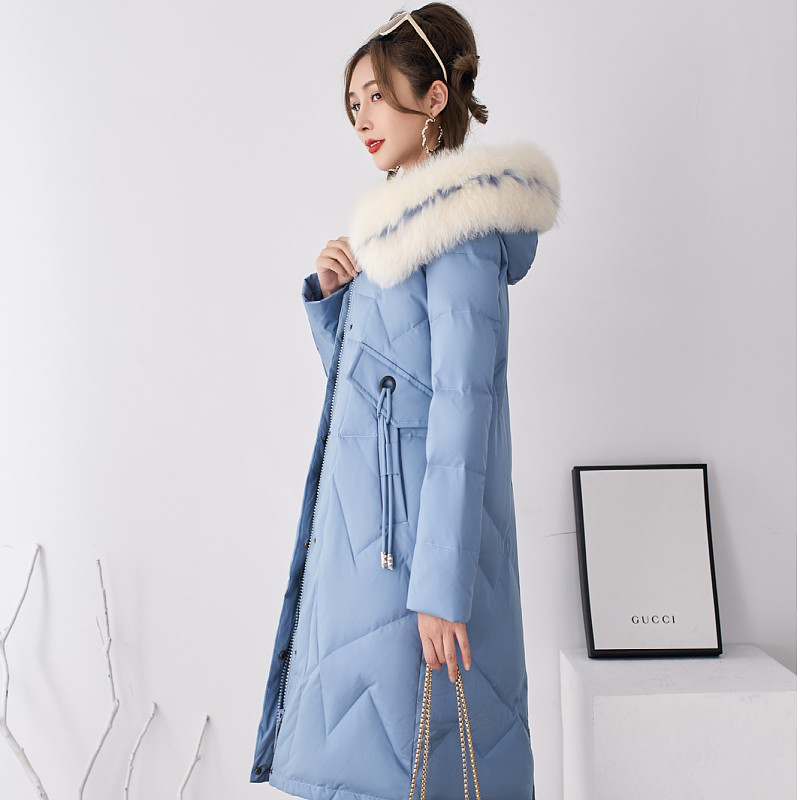 唐羽高端长款大毛领连帽羽绒服女年时尚修身休闲外套