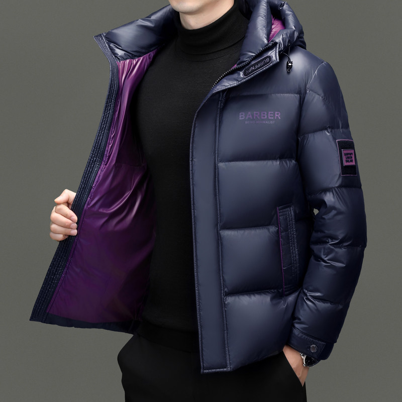 品牌男装冬季羽绒服加厚保暖2024新款中青年休闲短款连帽外套潮