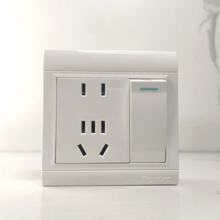 藤本明装86型新国标一位单联开关带二二三极插座一开七孔插