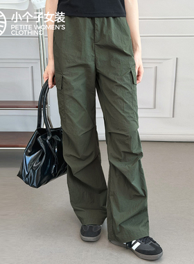 柒量一裁小个子美式复古工装裤女宽松阔腿裤休闲裤1246