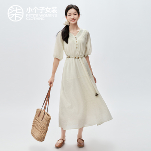 柒量一裁小个子大柒112-113cm温柔风女夏季气质优雅连衣裙1885预