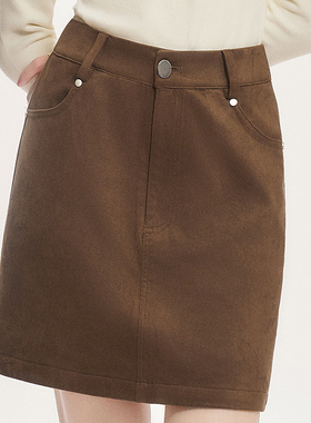 柒量一裁小个子棕色短裙加厚绒面超好看冬装短裙38-39.5cm3742