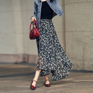 柒量一裁小个子豹纹黑灰色半身裙超好看秋冬半裙女66-67.5cm1332