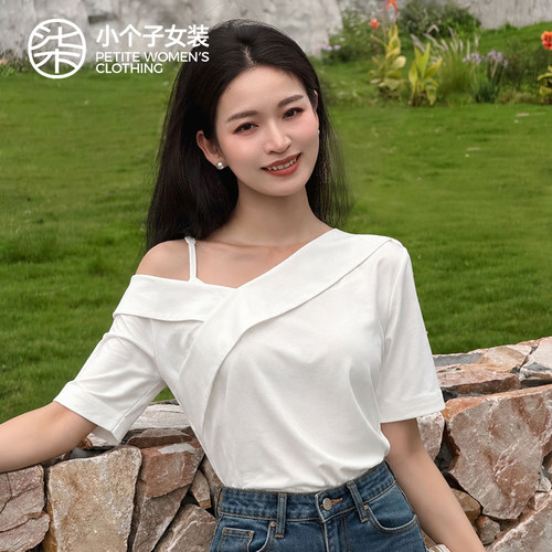 柒量一裁小个子气质短袖衬衫上衣