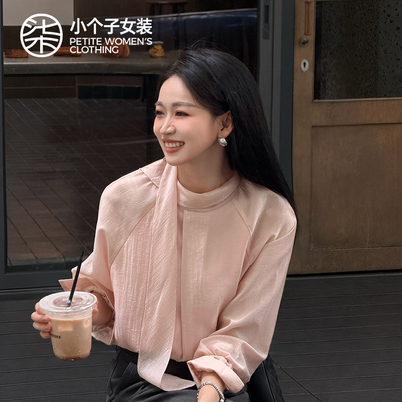 柒量一裁小个子粉色衬衫长袖图片