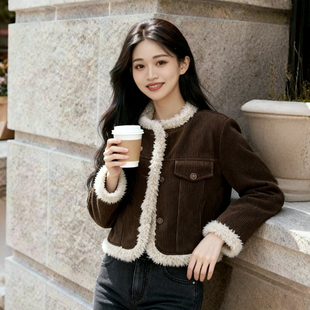 柒量一裁小个子灯芯绒外套独特漂亮 初冬外套女士外套3023