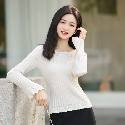 柒量一裁小个子白色毛织上衣