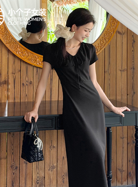 柒量一裁小个子黑色连衣裙女2026新款夏连身裙111.5-112.5cm1034