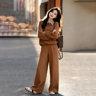 柒量一裁小个子焦糖棕套装女通勤显瘦休闲套装裤子92-93cm3141