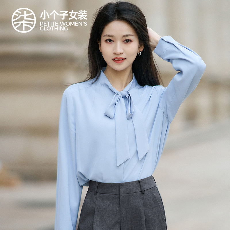 柒量一裁小个子法式飘带衬衫图片