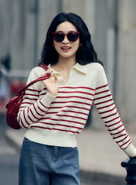 柒量一裁小个子杏色毛织上衣毛针织衫新款秋冬毛衣女3533