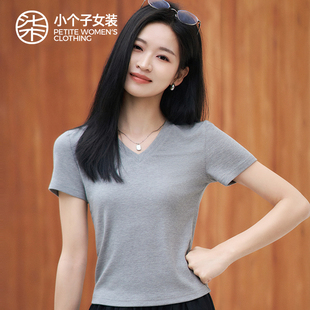 柒量一裁小个子灰色短袖上衣T恤2026新款今年流行漂亮女装0682
