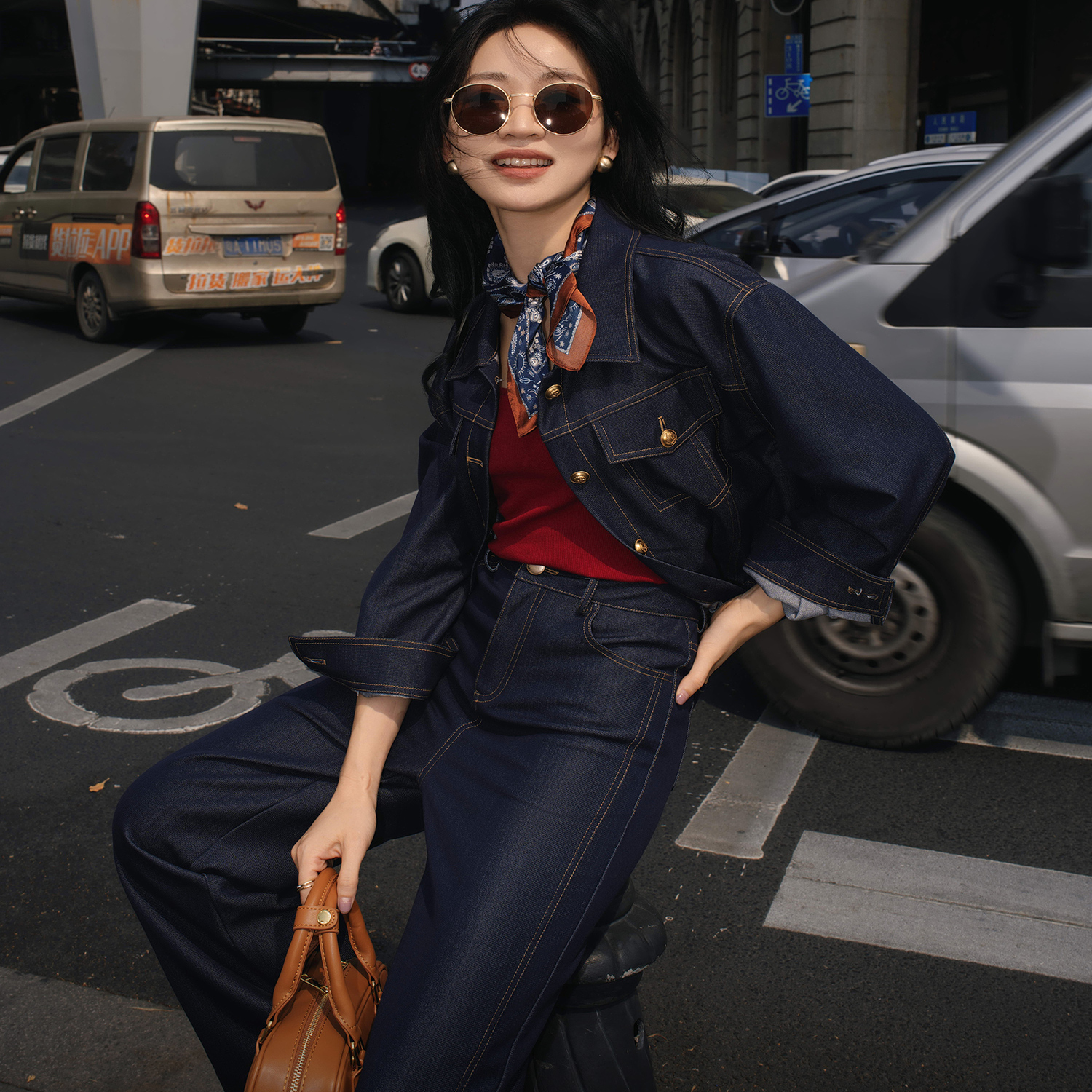 小个子外套直筒休闲裤女时尚套装