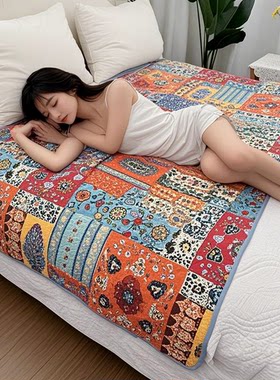 美式隔脏春夏印花加大床盖